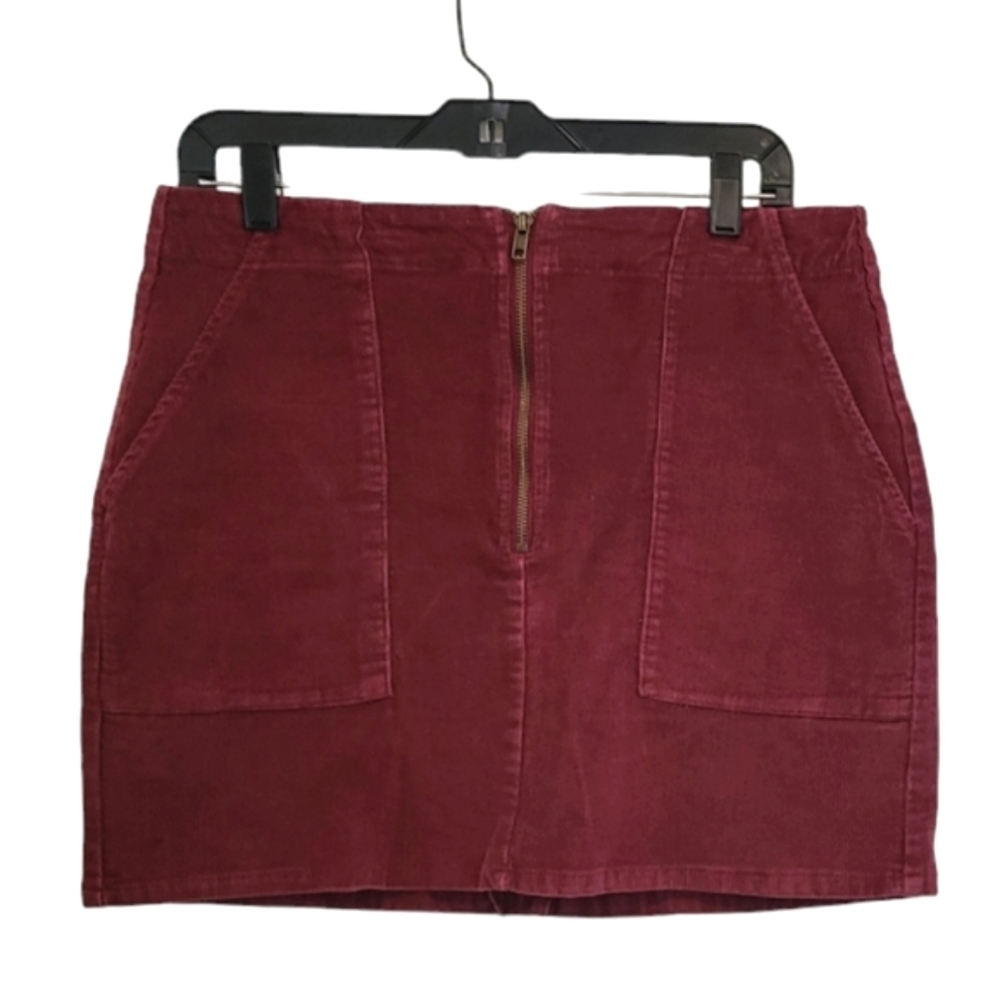 2/$18 Wild Fable A-Line Pencil Mini Knee Length Skirt Wine Burgundy Corduroy